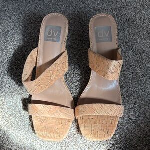 Dolce Vita Cork-Textured Slide Mules in Light Tan